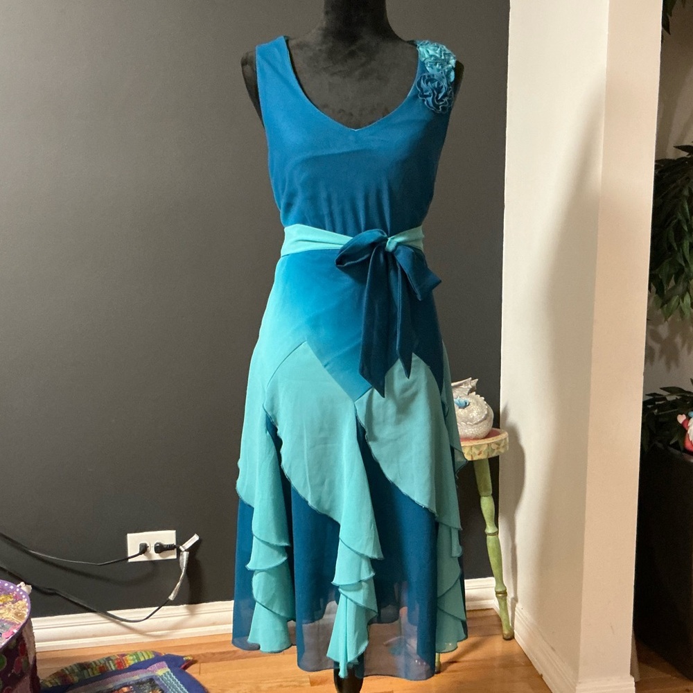 Elegant Blue Layered Dress